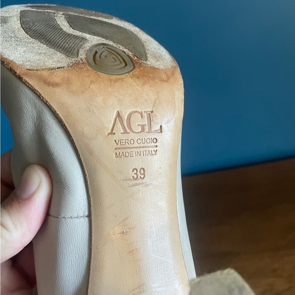 Womens AGL Vero Cuoio Beige Leather Pump with Cap Toe EU Size 39 - Picture 6 of 7